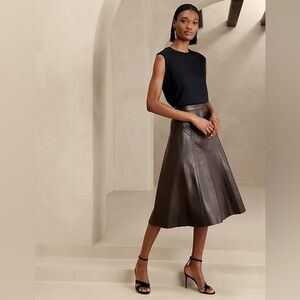 Banana Republic Black and Brown Midi Skirt